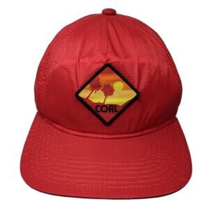 Coal 5 Panel Hat Red One Size Nylon Snapback Palm Tree Sunset Graphic Outdoor